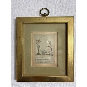 Vintage Framed Vowels Alphabet Educational Print Victorian Style Gold 9x6.5"